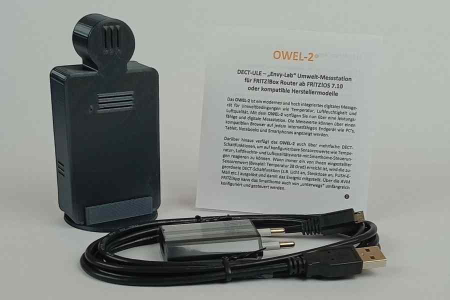Umwelt-Messstation OWEL-2 für Temperatur, Luftfeuchtigkeit und Luftqualität mit DECT-ULE und FRITZ!Box Integration